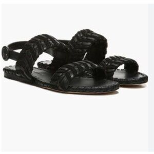 Veronica Beard Simone Sandals Womens Size 10.5 Black Braided Leather Woven